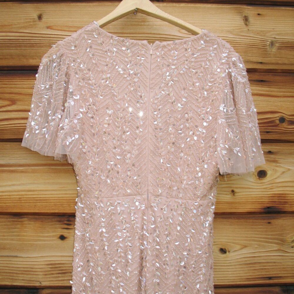 Mac Duggal 35109 Pink Embellished Flutter Sleeve Gown Dress MOB $698 - Picture 11 of 13